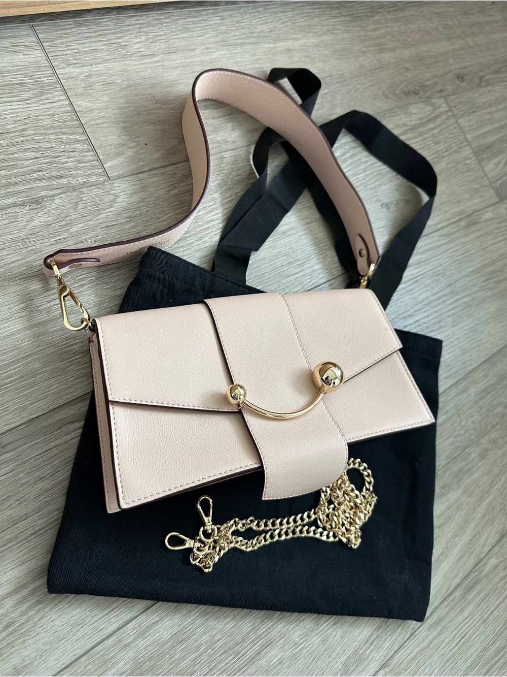 Strathberry Pink Mini Crescent Crossbody Shoulder Bag